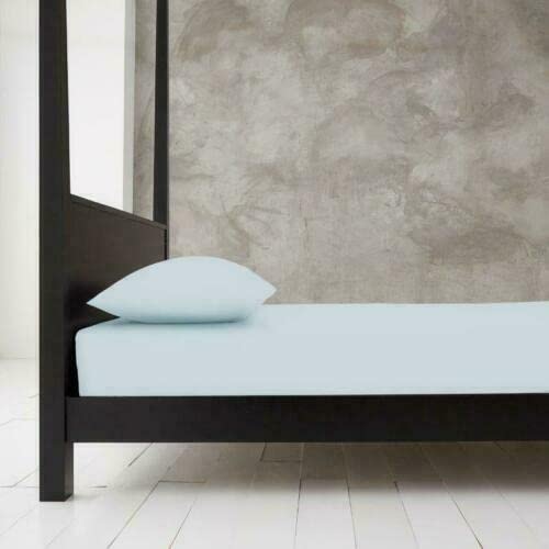 Extra Deep 40cm Fitted Sheets Easy Care Polycotton Cotton Rich Deep Fitted Bed Sheets (Sky Blue, Pair of Pillowcases)
