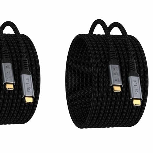 Image of USB-c Long Cables 20ft 2Pack Compatible with Thunderbolt 4 /3,USB C 3.2 Cable 20Gbps Data Transfer,4K@120Hz Video Output Monitor Cord,Type-C Nylon Braided 100W Fast Charging for Hub, ssd