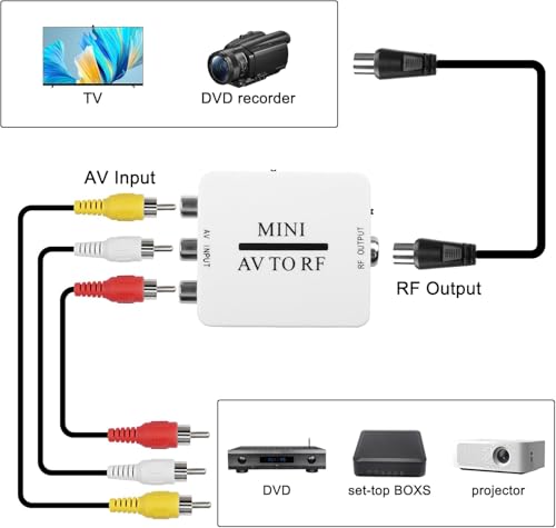 Image of RF Modulator AV CVSB to RF Video Adapter Converter AV to RF Scaler TV Switcher Support RF 67.25Mhz 61.25Mhz for TV VHS VCR DVD (AV to RF)