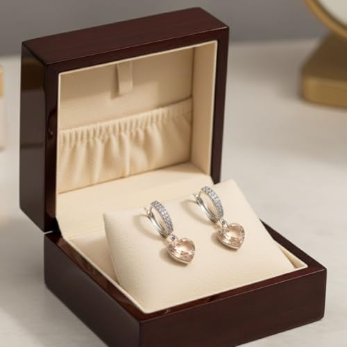 Image of Silver Golden Color Heart Drop Earrings