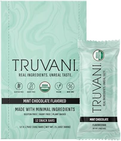 Truvani Plant Based Snack Bars | Chocolate Mint | 12 Pack