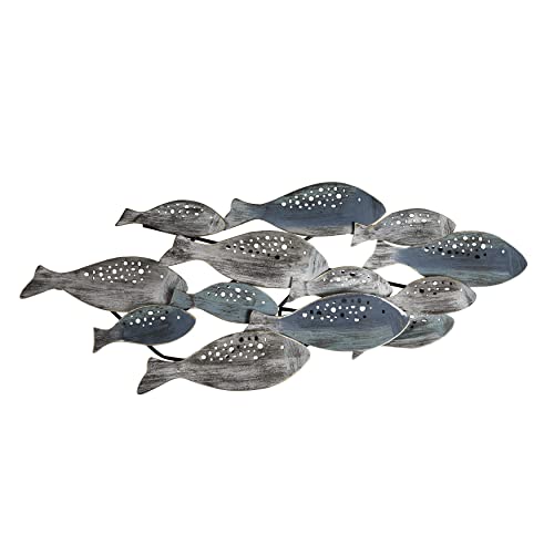 Décoration murale en métal école de poisson moderne pour sublimer un mur blanc vide