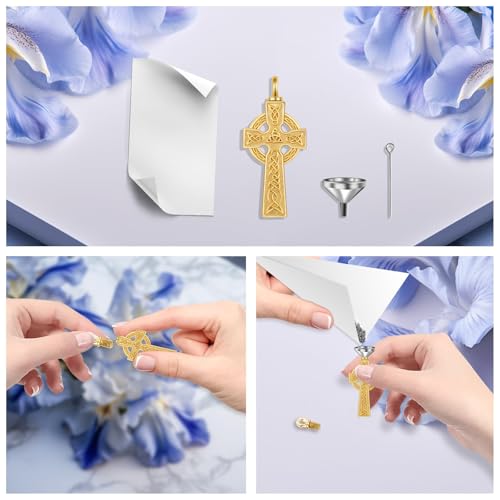 Urn Necklace for Ashes Celtic Cross Cremation Jewelry 925 Sterling Silver 18K Gold Plated Memorial Keepsake Pendant Gift for Human Men Women Loved One4