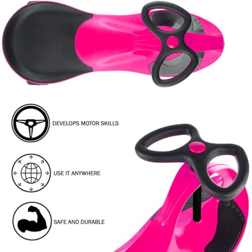 Image of Wiggle Car Ride On Toy - No Batteries, Gears or Pedals - Twist, Swivel, Go - Outdoor Ride Ons for Kids 3 Years and Up by Lil' Rider (Hot Pink and Black)