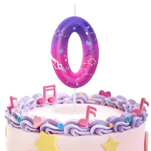 Image of Pink Purple Number 0 Birthday Candles, Cartoon Themed Cupcake Toppers for Boys Girls Cake Decorations, Cake Toppers, Birthday Decorations Party Supplies, Number Candles for Party Decor