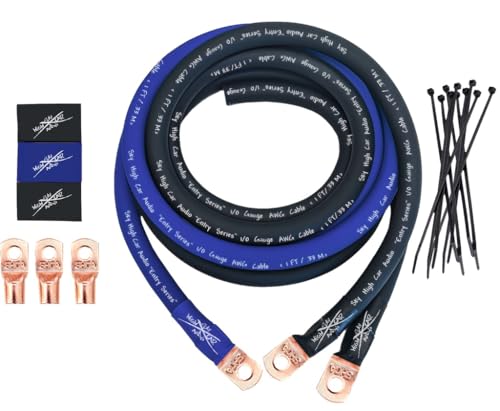 Sky High Car Audio E-Series 1/0 CCA Big 3 Upgrade Kit - Blue & Black