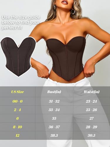 Image of ChiaoLezhee Heart Corset Top For Women, Sexy Concert Outfits Going Out, Strapless Crop Top, Overbust Bustier