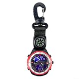 Orologio da tasca digitale con timer sportivo con bussola, cronometro multifunzione, grande display LCD, sveglia, calendario, per allenatori di fitness, nuoto, arbitri, 13,5 cm (rosso)