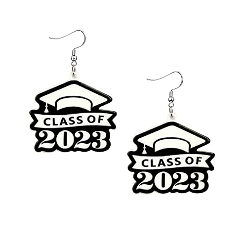 Locrccl Graduation Gifts 2023 College Acrylic Bachelor's Hat Earrings Leopard Earrings High School College Graduation Party Jewelry Graduation Hat Earrings For Women Girls Jewelry (B) #TOP7