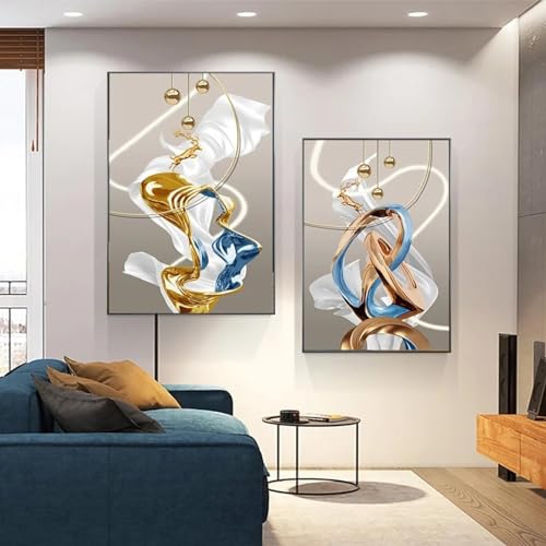 Art mural géométrique haut de gamme | Toiles de luxe grand format pour décoration