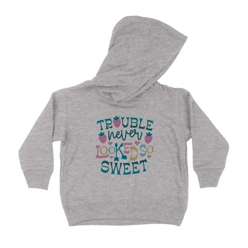 Trouble Never Looked So Sweet Kids Hoodie Sweatshirt Toddler 5T Heather Grey