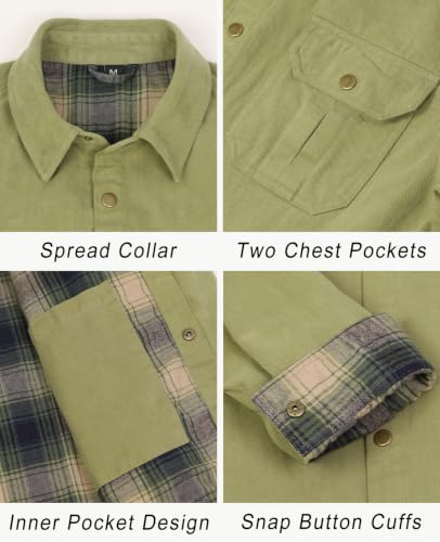 Image of ZENTHACE Men's Full Flannel Lined Shirt Jacket, Heavy Washed Rugged Cotton