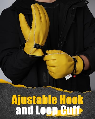 DULFINE Cowhide Leather Work Gloves