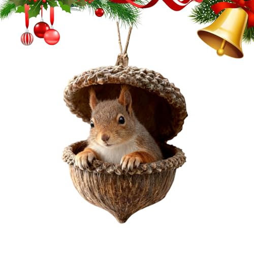 Forest Animal Acorn Ornaments Cozy Forest Christmas Ornaments,Cozy Forest Woodland Christmas Ornaments for Christmas Tree – Squirrel Acrylic Hanging Ornament for Home Decor (Type: D)