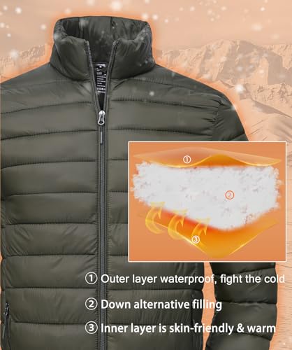 Image of SPOSULEI Men Puffer Jacket Packable Lightweight Winter Jackets Coats Outdoor Waterproof Insulated Jackets