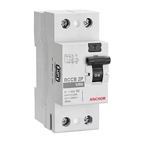 Image of Anchor by Panasonic UNO Series RCCB 40 AMP 30mA Double Pole Residual Current Circuit Breaker (White, 98207-2)