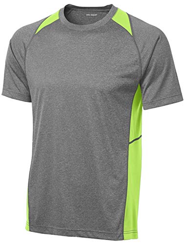 Joe's USA DRIEQUIP Short Sleeved Performance Team Shirt-L-VintageHeather/Lime