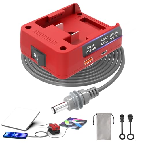 Deckit Starlink Mini Battery Adapter - Compatible with Milwaukee M18 Batteries, 5Ft 18AWG Starlink DC Electronic Power Cord with Independent Switch for Starlink mini Batteries