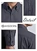 HISDERN Mens Dark Grey Shirts Long Sleeve Oxford Shirt Casual Smart Shirts for Men wiht Pocket Regular Fit Formal Busniess L #4