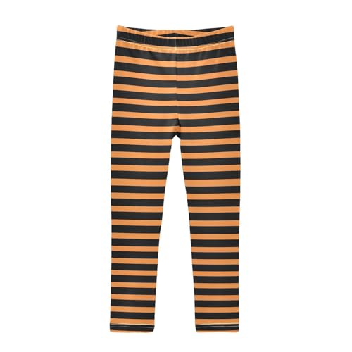 ALAZA Girls' Leggings Children's Yoga Pants Skinny Printed Dance Orange Black Stripe Comfortable 4T