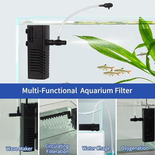 Image of Aquarium Filter Fish Tank Filter Powerful Submersible Turtle Water Filters Ultra Quiet Biochemical Sponge Filter for 5 to 15 Gallon Tank Filtration /Oxygenation /Water Cycle 5in1(4W)
