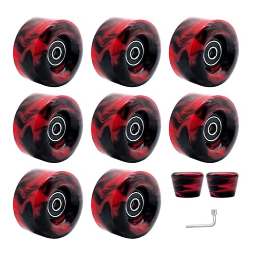 [YUGSHNKFC] Wear Resistant for Double Row Skate Skateboard Roller Quads Replacement with Bearings Roller Skate Wheel Set