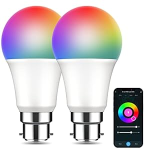 Smart Bulb, Alexa Light Bulbs, APP Remote Control, B22 Multicolor Bulb 8W (75W Equivalent), Smart Led Light Bulb…