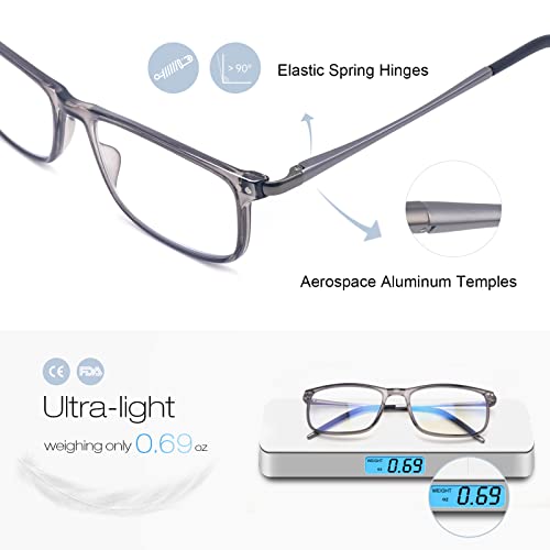 Superior Extremely Light Progressive Multifocus Reading Glasses Men, Skyoak Aluminum Arm Tr90 Frame Blue Light Blocking Multifocal Computer Readers Spring Hinge No Line (For Mid-Near Range Approx 3Ft) +2.50 #TOP5