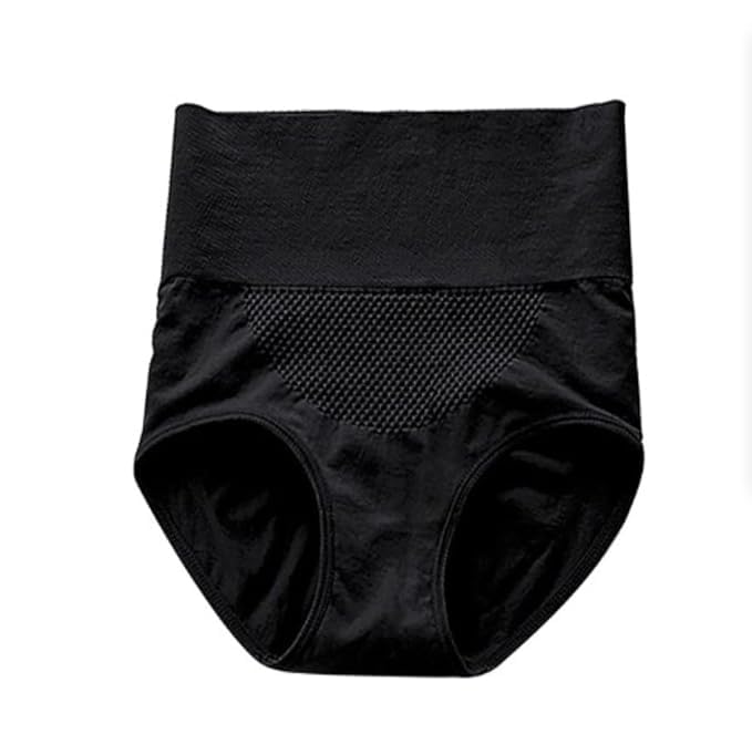 Women's High Waist Tummy Control Shapewear, Seamless Cotton Hipster Panty, Black, Free Size (in, Alpha, M, Regular, 1, Black)-picture-10