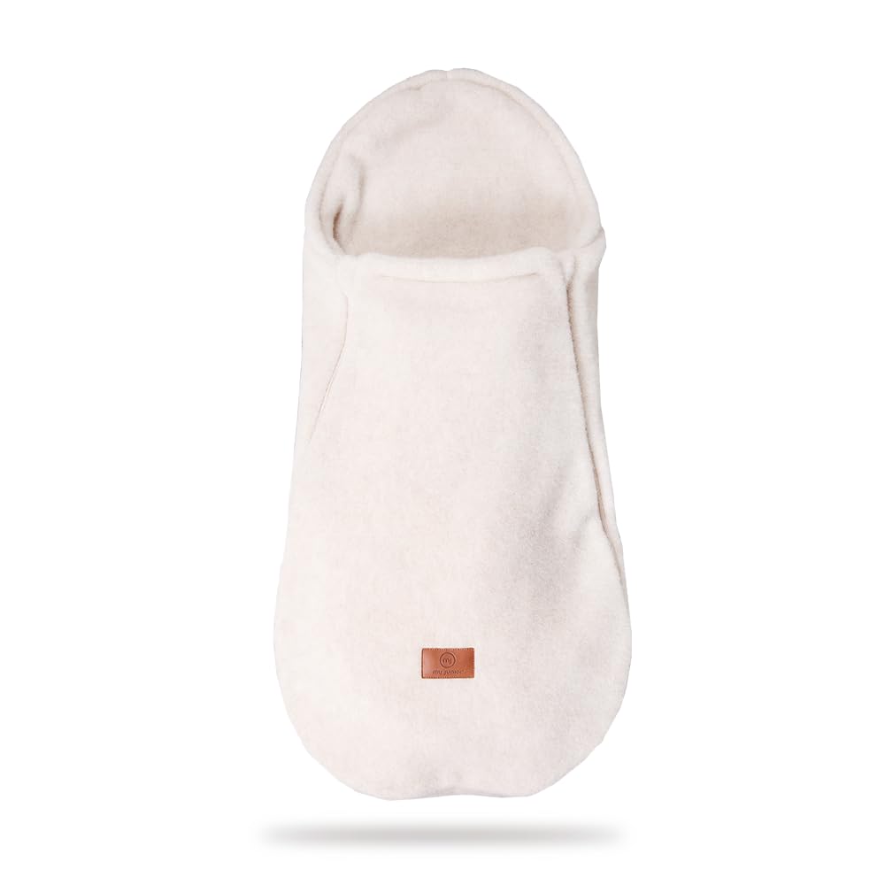 my junior® ThermoWool 2in1 Fußsack Cozy Edition für Babyschalen und Kinderwagen, 100% Schurwolle, mit Reißverschluss (Beige)