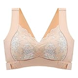 Amazon Overstock Outlet Store Clearance Prime Womens Kendally Comfy Corset Bra Front Cross Side Buckle Lace Bras Wireless Push Up Lace Bras High Impact Sports Bras Beige L