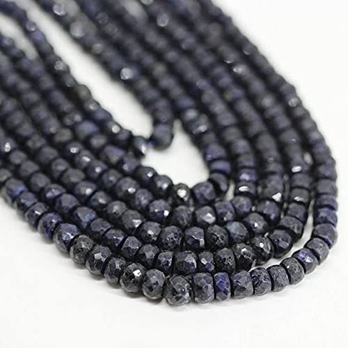 LKBEADS Naturalny niebieski szafir fasetowany rondelle mikro kamień szlachetny rzemiosło luźne koraliki sznur 40 cm 3 mm 5 mm