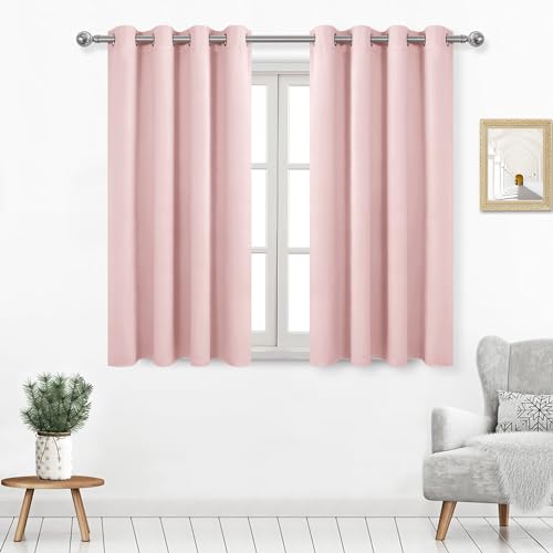 Image of DWCN Blackout Curtains for Bedroom, Blush Pink Drapes for Living Room 2 Panels Set, Solid Grommet Curtain for Girls Room - 52W x 54L Inches, Blush Pink