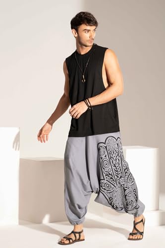 Image of The Veshti Company Printed Harem Pants for Men's Cotton Hippie Style Baggy Boho Yoga Pajama Pant with Pocket