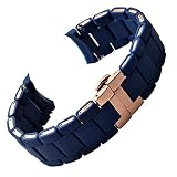 ANZOAT Cinturino in acciaio rivestito in gomma di silicone bianco nero per Armani AR5905|5906|5920|5919|5859 da donna 20 mm uomo 23 mm cinturino da polso bracciale, 20mm, agata