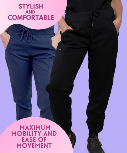 MISS POPULAR Women's Scrub Joggers Pants with Pocket Elastic Waist for Medical, Nurse, Doctor2
