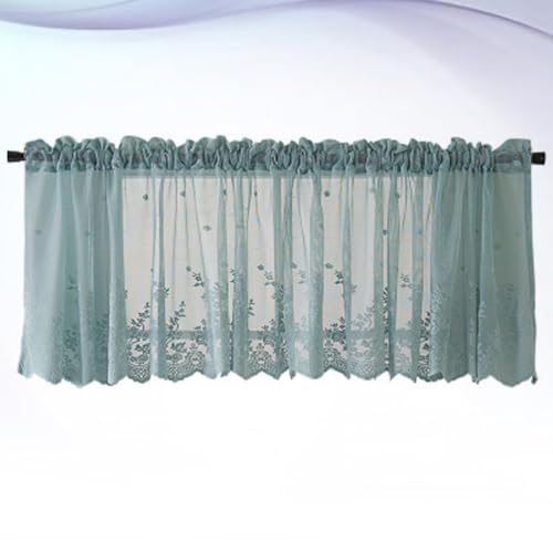 HOMSFOU 1 Panel Short Lace Curtain: 130x41cm Half Window Sheer Roman Shade for Kitchen & Balcony - Image 3
