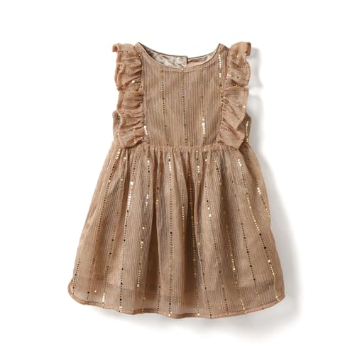 Image of Nautinati Baby Girls Fit & Flare Colourful Party Frock with Mesh & Sequins | Age 0-3 Years