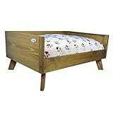Iconic Pet Sassy Paws Raised Wooden Pet Bed with Removable Cushion for Dogs & Cats in Varying Sizes & Colors