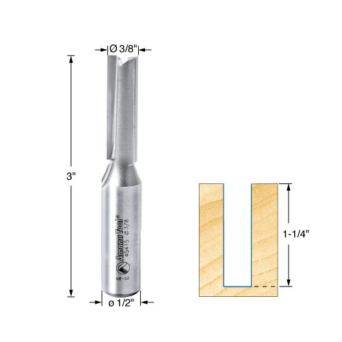 Image of Amana Tool - 45415 Carbide Tipped Straight Plunge High Production 3 /8 Dia x 1-1 /4 x 1 /2 In