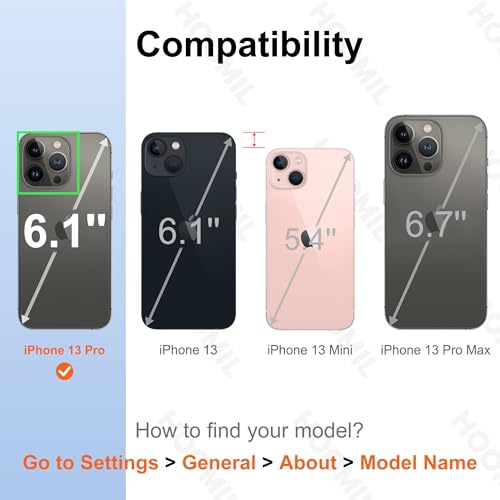 Image of HOOMIL Case for iPhone 13 Pro 6.1-Inch, Non-Yellowing, Drop Protection, Anti-Scratch Transparent Hard Back Phone Cover - Black