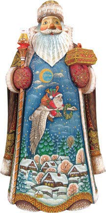 G. Debrekht Christmas Goose Santa Carved Wood and Hand-Painted Figurine