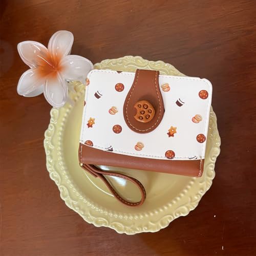 Image of Cute Print Wallet Blueberry Strawberry Cherry Wallet with Credit Card Holder Zipper Coin Purse for Women Girls (COOKIE)