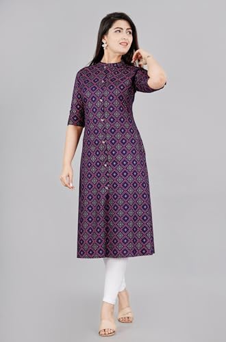 Image of Women Printed Collar Neck Half Sleeve Regular Fit Formal Kurti for Women's