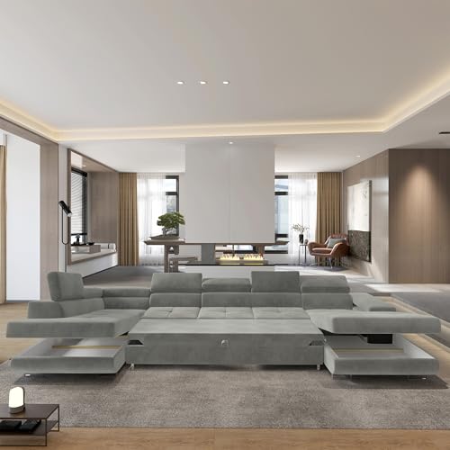 Masseno Ecksofa TORIVA L-S mit Schlaffunktion U-Form, Sofa mit Bettkasten, Wohnzimmersofa, Couch, Soffa, Bettsofa, Couchgarnitur- Wrzosowy, Monolith 62 – Bild 3