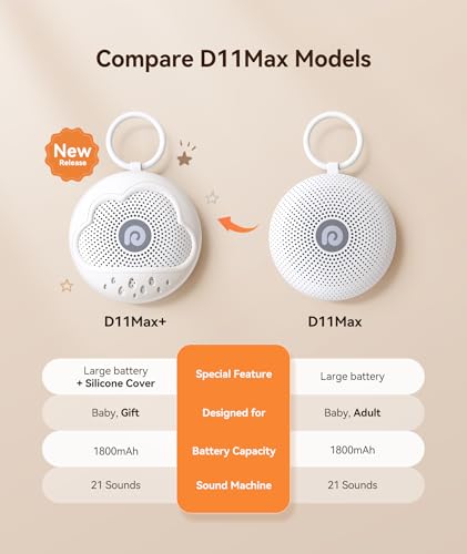 Image of Dreamegg White Noise Machine - Portable Sound Machine Baby with Safe Silicone Cover, Features Powerful Battery, 21 Soothing Sound, Noise Canceling for Sleeping, Baby Registry Gift, Nursery, Travel