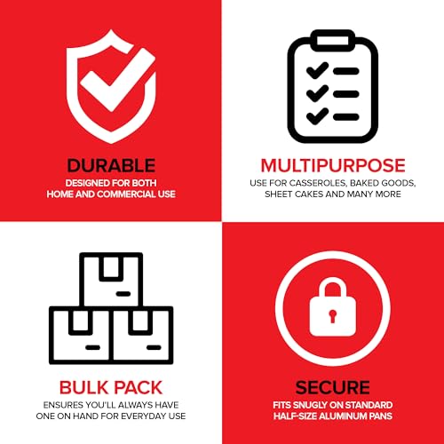 Stock Your Home 9x13 Disposable Baking Pan Covers (25 Pack) Heavy-Duty Aluminum Cake Pans Lids, Sturdy, Sealable Covers for Food Containers, Leak-Free + Safe Transport & Storage For Catering