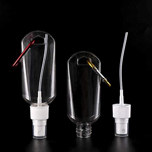 5PCS Travel Plastic Clear Keychain Spray Bottles, Leakproof Empty Squeeze Container Refillable Travel Sprayer Bottles with Keychain for Cosmetics Toiletries Liquids (60ml/2oz)4