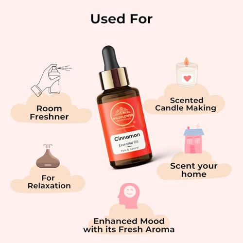 Image of Cinnamon Essential Oil for Skin & Diffuser - Cinnamon Oil for Hair Aromatherapy, DIY Soap Making Scents 30ml (1 oz)