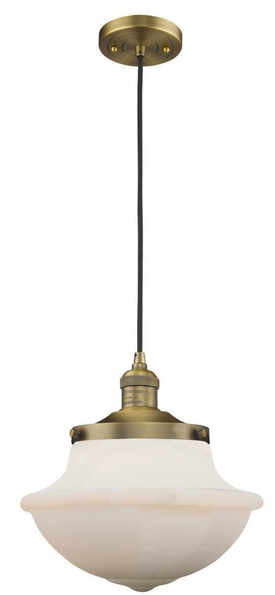 Innovations 201C-BB-G542W-LED Oxford School House 1 Light Pendant Part of The Franklin Restoration Collection, Brushed Brass